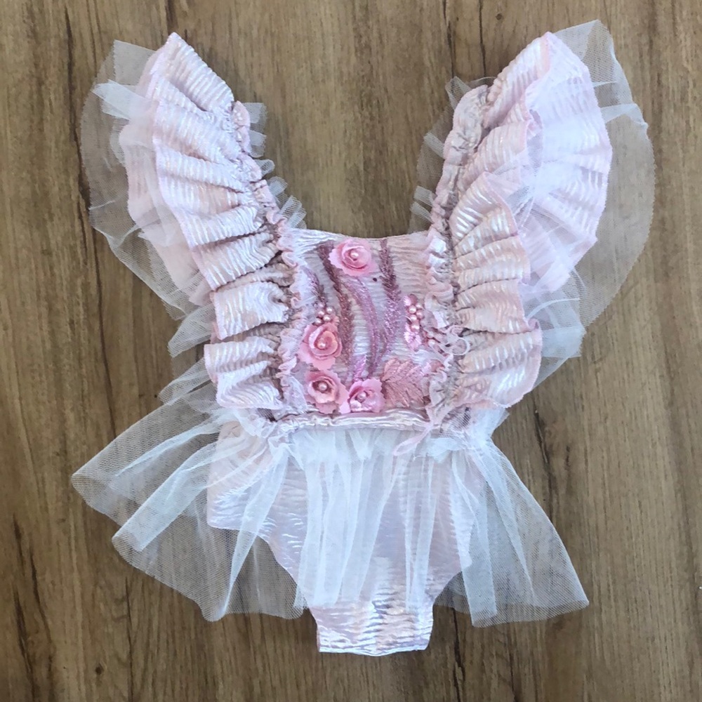 3-6 month metallic pink romper